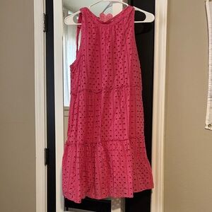 Pink Sleeveless Eyelet Dress